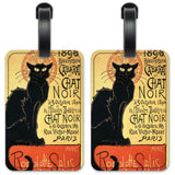 Chat Noir (Black Cat) Luggage Id Tags/Suitcase Identification Cards Set Of 2