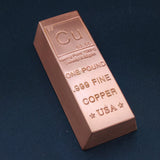 1 Pound Copper Bar Ingot Paperweight - 999 Pure Chemistry Element Design with Certificate of Authenticity by Mint State Gold