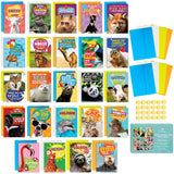 T MARIE 24 Funny Animal Joke Notecards With No Repeats - Humorous Bulk Cards Set - 4.5x 6.25Thinking of You Cards for Fr