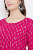 Gosriki Women'S Rayon Printed Anarkali Kurta(Ninecolor Pink_Xl_Pink_X-Large),Pink,,B0974812TN