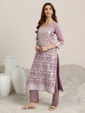 Libas Women'S Chanderi Silk Kurta Sets (99061O_Mauve_Xl)