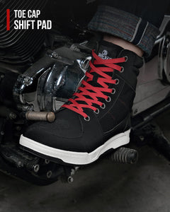 BORLENI Motorcycle Riding Shoes Road Street Motocross Protective Boots for Men, Casual Breathable Powersports Shoes Black