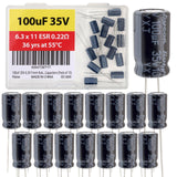 100uF 35V 6.3X11mm Rubycon Electrolytic Capacitor Low ESR 0.22O Long Life 36yrs at 55 Degree C mfd mircofarad Micro Farad Radial