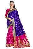 Glory Sarees Womens Silk Blend Banarasi Saree (Banarasi_Saree114_Blue)