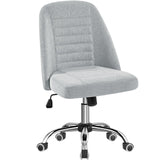Yaheetech Home Office Desk Chairs, Modern Armless Vanity Chair, Mid Back Desk Chair, Linen Fabric Computer Task Chair with Rolli