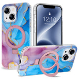 ETPESOK Compatible with iPhone 14 Plus Case Marble Pattern with Magnetic Ring Stand [Compatible with Mag-Safe] TPU Protective Ph
