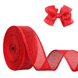 JaoZuyard Red Burlap Ribbon 1-1/2 inch X 20 Yard Natural Linen Woven Ribbon DIY Handmade Wired Edging Production Wreath Holiday 