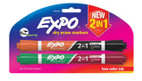 EXPO Dry Erase 2in1 Markers, Chisel Tip, Assorted, 2Count