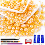 60g Orange AB Flatback Half Round Pearls Mixed Size 3-10mm Resin Craft Beads for Nail Art, Face Gems, DIY Jewelry Making