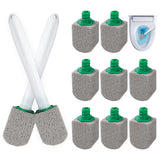 AUAUY 10 Pack Pumice Stone with Handle, Toilet Bowl Pumice Stone for Cleaning, Hard Water Toilet Ring Remover, 2 Cleaning Handle