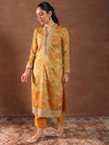 Libas Women'S Silk Blend Floral Kurta Set (49497 Mustard Mustard S