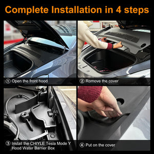 Chiyle Tesla Model Y Hood Water Barrier Box,Water Guide Grille Channel For Front Trunk 2021 2022 2023 2024 Model Y Accessories,E