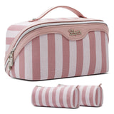 BOYATU Travel Makeup Bag for Women: Large Cosmetic Bag Set of 3 - PU Leather Make up Bag with Compartments - Compact Waterproof 