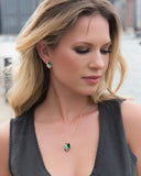Leafael Wish Stone Stud Earrings with Emerald Green Birthstone Crystal, 18K Rose Gold Plated