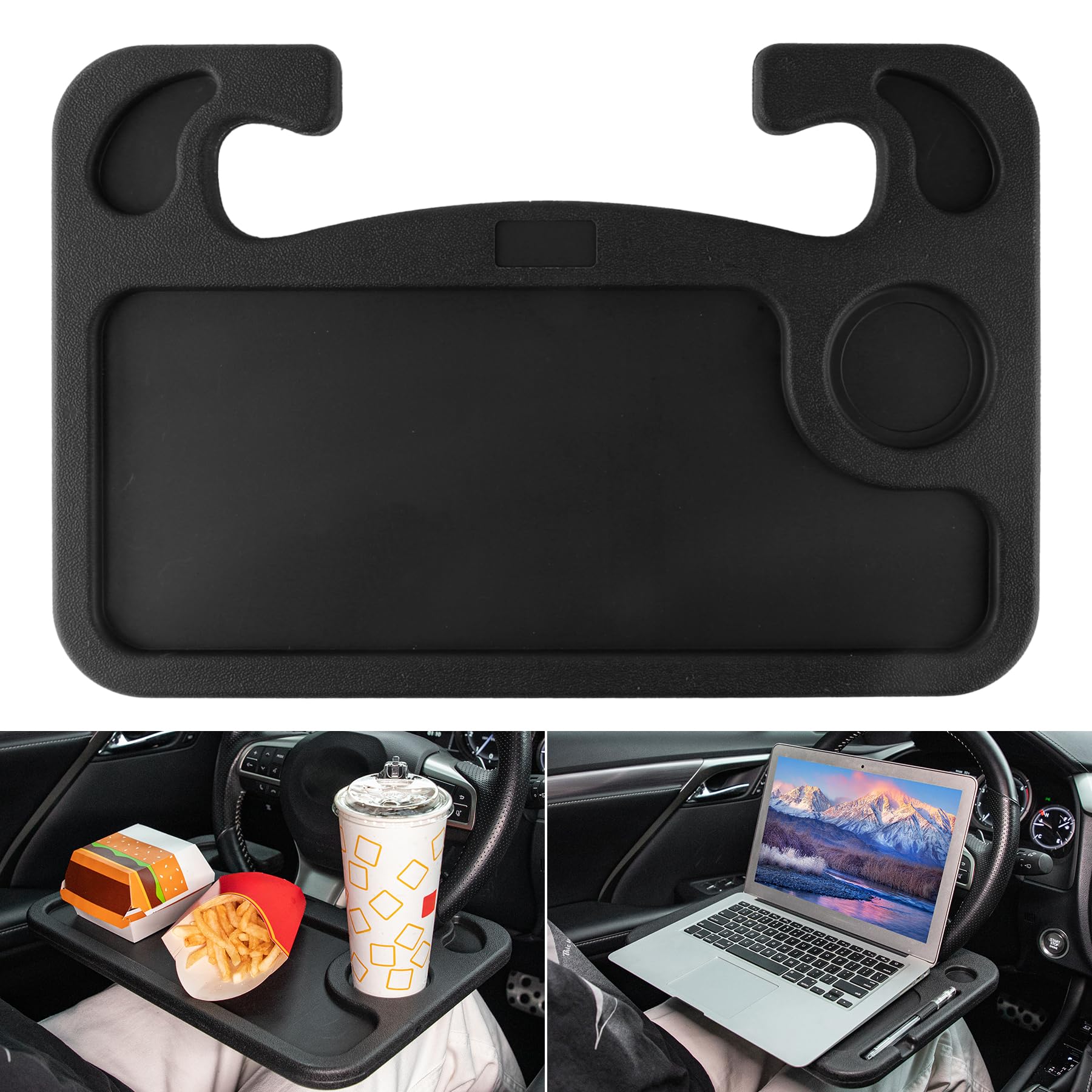 JUSTTOP Car Steering Wheel Desk for Laptop,Multipurpose Travel Car Accessories, Car Seat Stand Trays for Eating, Steering Wheel 