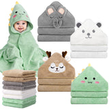 CandyHome 12 PCS Baby Bath Towels Set for Infants Toddlers, 4 PCS Animal Hooded Baby Towels & 8 PCS Washcloths Set, Ultra Absorb