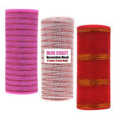 Valentine Day Decorative Mesh | Mixer of Red, Pink & White | Pack of 3, 5 Yards, 6 Inch Rolls | DIY Craft, Home, Decor, Handmade