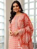 Libas Women'S Pure Cotton Kurta Set (490530R Brown Xl