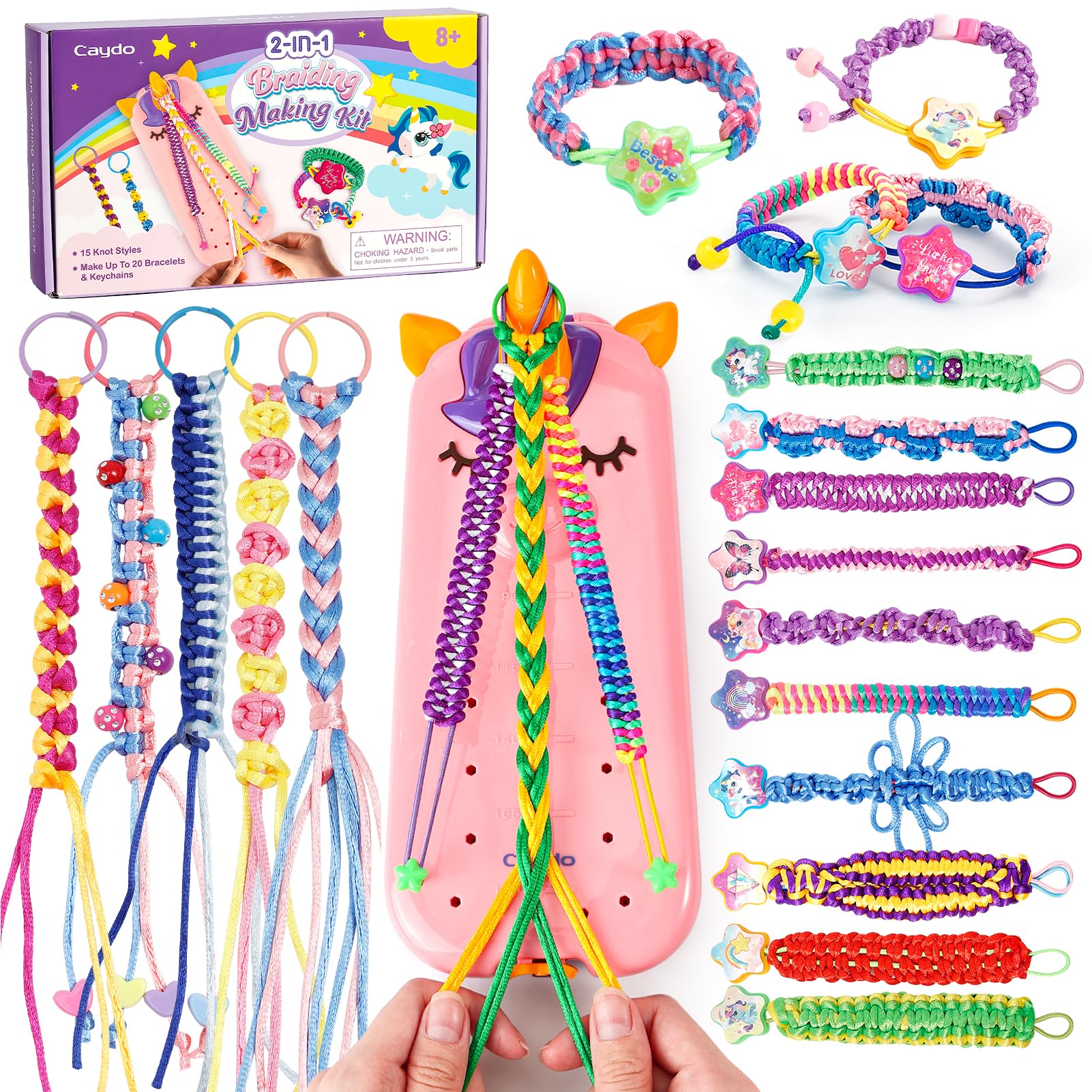 Caydo Bracelet Maker, Unicorn Friendship Bracelet Making Kit for Girls 8-12 Years Old Birthday Christmas Gifts, 2 in 1 Bracelet 