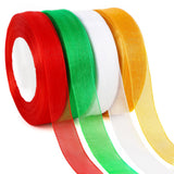 DECYOOL 4 Rolls 200 Yards Christmas Ribbons for Gift Wrapping, 4/5 Wide Christmas Organza Ribbon Xmas Holiday Chiffon Ribbons f