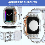 XYF Compatible for Crystal Clear Apple Watch Bands, 45mm 44mm 42mm Bumper Case for Men Women Jelly Sport Case Band for iWatch Ul