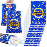 Clysee 50 Pcs Blue with Gold Ring Themed Goodie Bags Video Game Birthday Party Favor Bags Video Game Candy Treat Plastic Bag for
