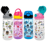 Nuby 2-Pack Kids Printed Flip-it Active Water Bottle with Push Button Cap and Soft Straw - 18oz / 540ml, 18+ Months, 2-Pack, Pri