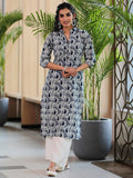 Libas Women'S Cotton Printed Straight Kurta (29051R_Blue Blue S