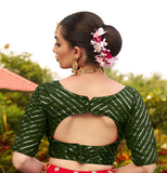 Pujia Mills Womens Fancy Readymade Half Sleeve Sequins Saree Blouse(Sequins Butti Mehendi Green_38)