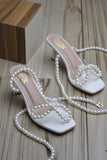 Shoetopia Elegant Pearl-Embellished White Heeled Sandals For Women & Girls /Eu37,White,4,B0F9FPMNKY