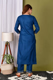 Gosriki Women'S Cotton Straight Solid Kurta With Pant & Dupatta (Pisa New Blue_Xl-Go_Blue_X-Large),Blue,,B0B1WTX8ZJ