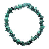 Zenergy Gems [1] CHARGED 7 Natural Malachite Crystal Chip Bracelet Tumble Polished Stretchy + Selenite Charging Heart Included (