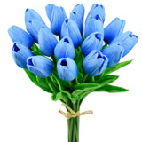 Mandys 20pcs Artificial Light Blue Tulips