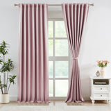 Bujasso Pink Jacquard Blackout Window Curtain Panels, 37 Wx84 Lx2