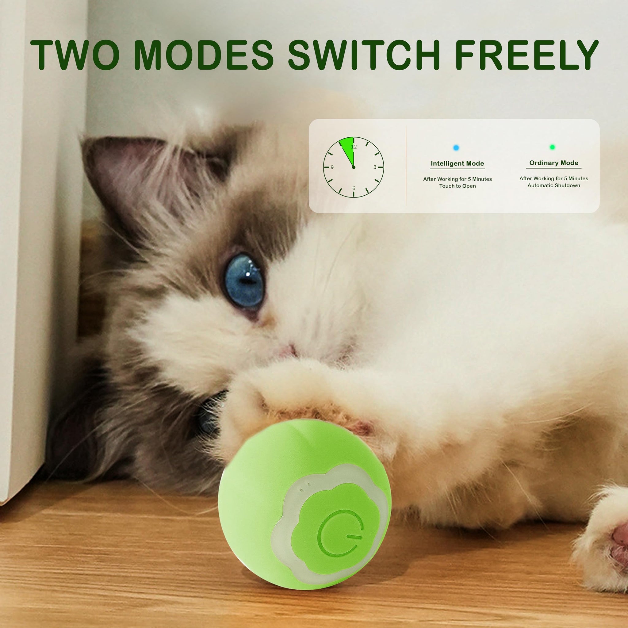 ZALBYUY Interactive Cat Ball Toy, Intelligent Cat Toys with LED Lights, Automatic Moving Rolling Ball for Indoor Cats, Cat Autom