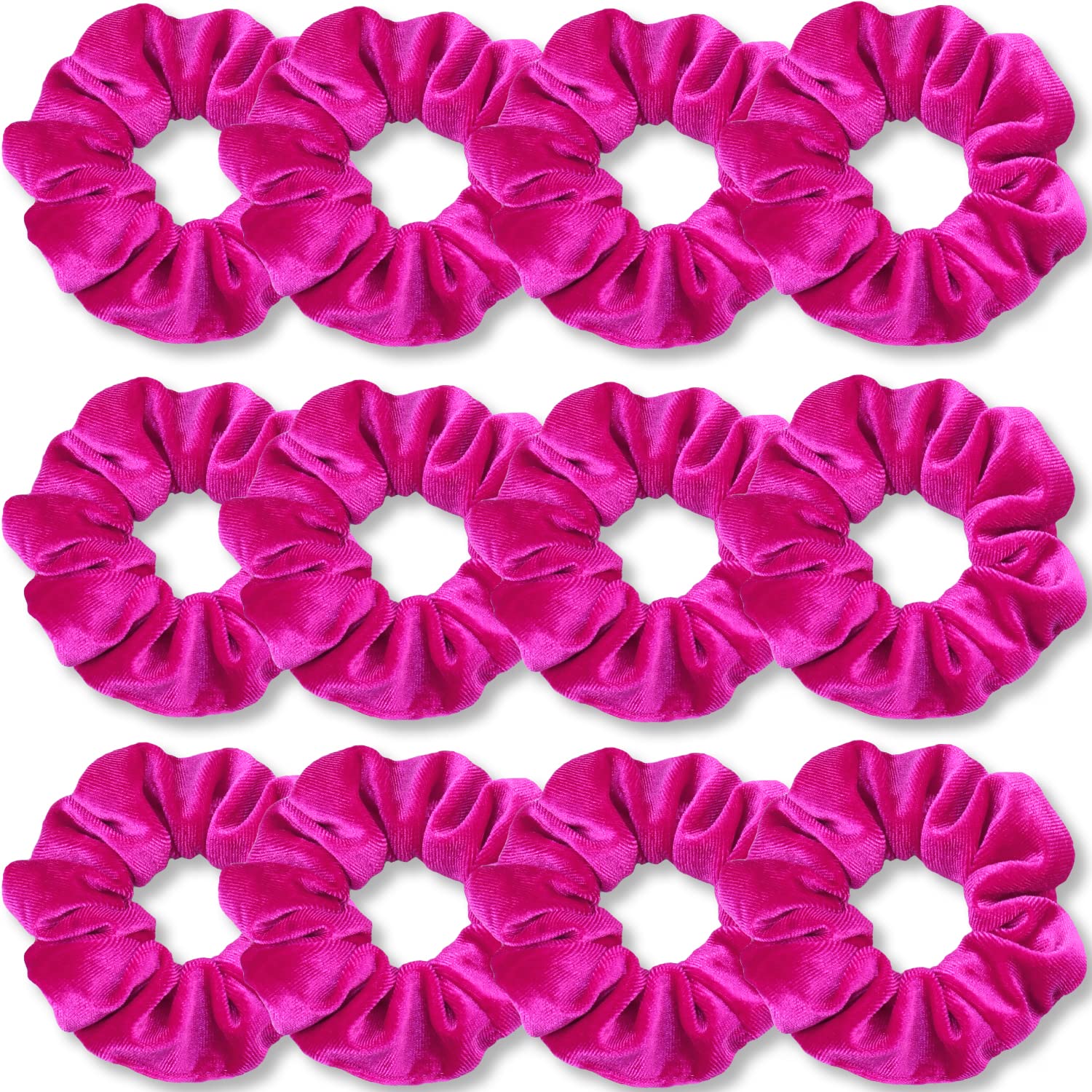 IVARYSS Hot Pink Scrunchies, Premium Velvet Soft Hair Scrunchy, Solid Colors Thick Elastic Bands, Hair Accessories for Women and