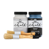 FolkArt Home D cor Chalk 8 fl oz Gray & Black Kit, Includes 2 Ultra Matte Acrylic Craft Paints and 2 Piece Combo Brush Set, 964
