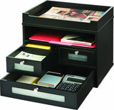 Victor Wood Midnight Black Collection, Tidy Tower Desktop Organizer, Black, (55005)