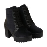 Shoetopia Black Girls Solid Mid Top Heeled Boots,Black,3,B09NC4VDYS