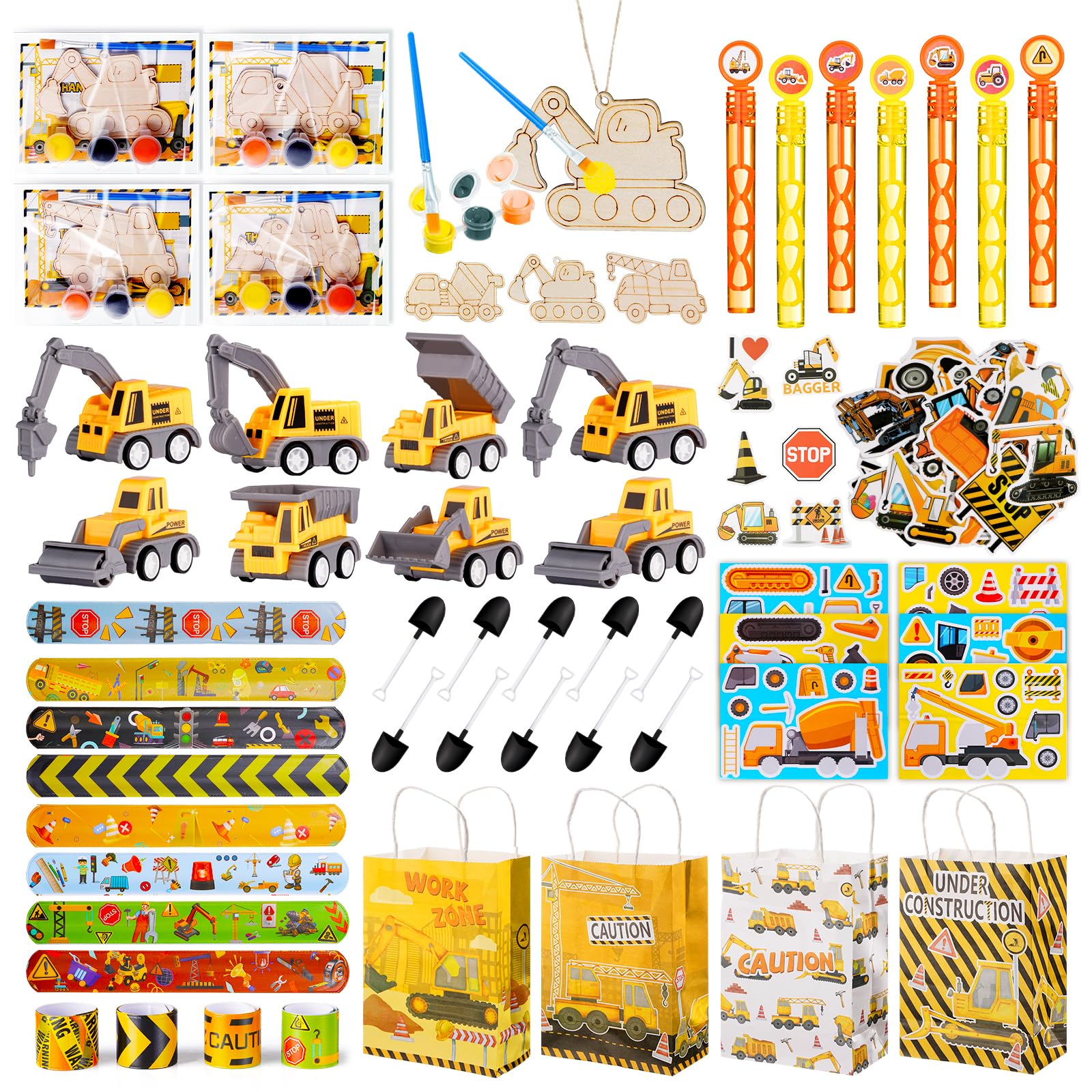 Vanblue 146Pcs Construction Party Favors Birthday Decorations Supplies for Kids,Goodie Bag Stuffers Craft Kits Classroom Rewards