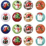 MakemadeDIY 16Pcs Christmas Lampwork Enamel Glass Beads Flat Round Xmas Snowman Stocking Christmas Tree Hat Red Green Spacer Bea