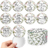 GlikCeil 20 Pcs Mini Wildflower Bible Verse Compact Mirrors Bulk Religious Christian Pocket Purse Mirrors Small Church Gifts for