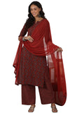 Libas Womens Printed Cotton Straight Kurta With Palazzos And Dupatta