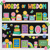 Mooliwe 57 Pcs Spring Floral Bulletin Board Set Inspirational Flower Bulletin Board Decoration Positive Cutout Classroom Decorat