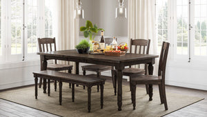 Jofran Madison County Reclaimed Solid Wood Rustic 78 Extension Farmhouse Dining Table, Barnwood Brown