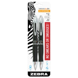 Zebra X10 Retractable Gel Pen, Medium Point, 0.7mm, Black Barrel, Black Ink, 2 Pack (Packaging may vary)