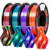 Epelay Epelay 3D Printing Filament Bundle, Silk PLA Printer Filament 1.75mm, Shiny Dual Color Change, Neatly Wound Bundle, 4 x 2