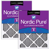Nordic Pure 12x18x1 (11 1/2 x 17 1/2 x 3/4) Furnace Air Filters MERV 8 Pleated Plus Carbon 2 Pack