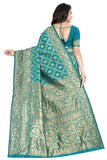 Sugathari Womens Banarasi Saree Pure Kanjivaram Silk Saree Soft New Ladies 2023 Design Wear Pattu Sarees Latest Cotton Party Sari Collections With Blouse Piece For Wedding Sadi (Sam San 9017-Firozi)