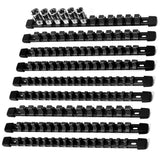 Reniteco Socket Organizer Drive ABS Tools - Black Socket Holder, Premium Quality 9 Pieces Socket Holders Kit 1/4-Inch x 48 Clips